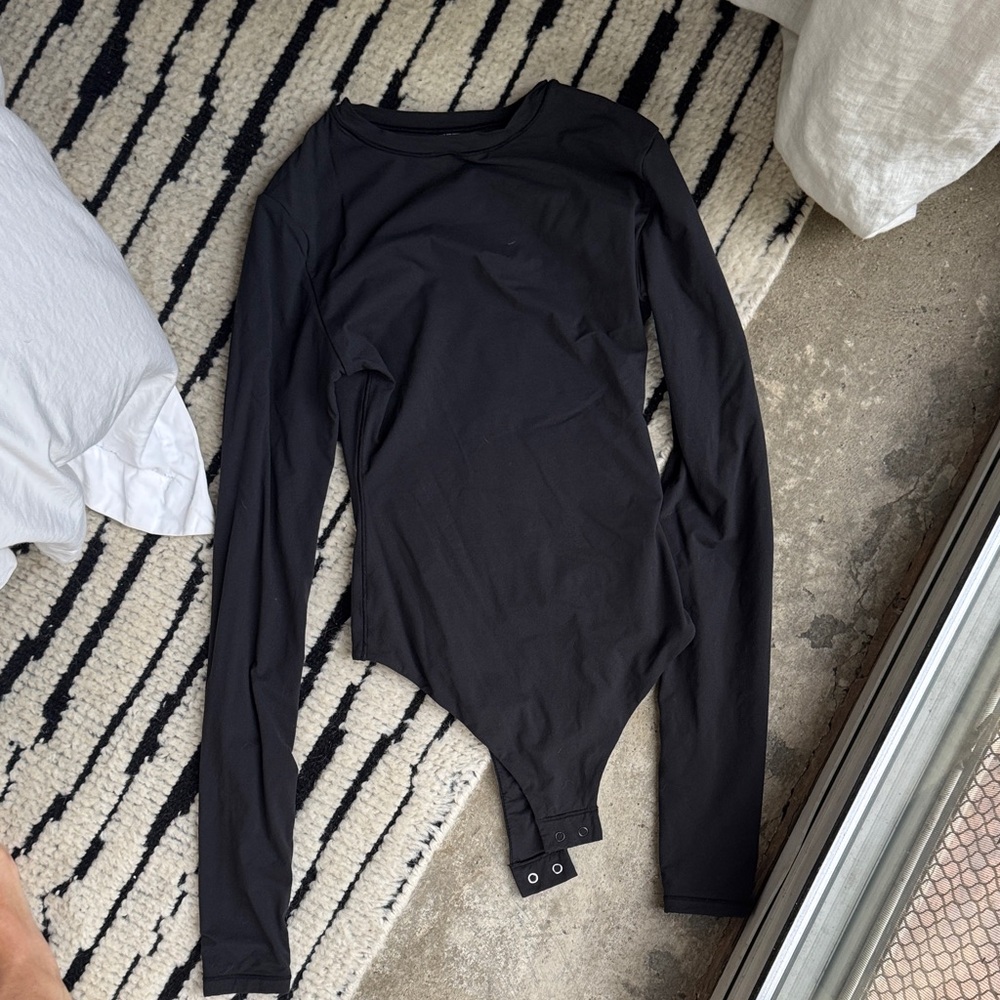 Skims Black Long Sleeve Bodysuit